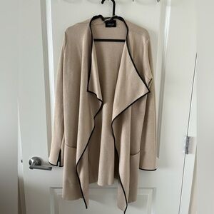 Zara beige long cardigan with leather lining. Size small